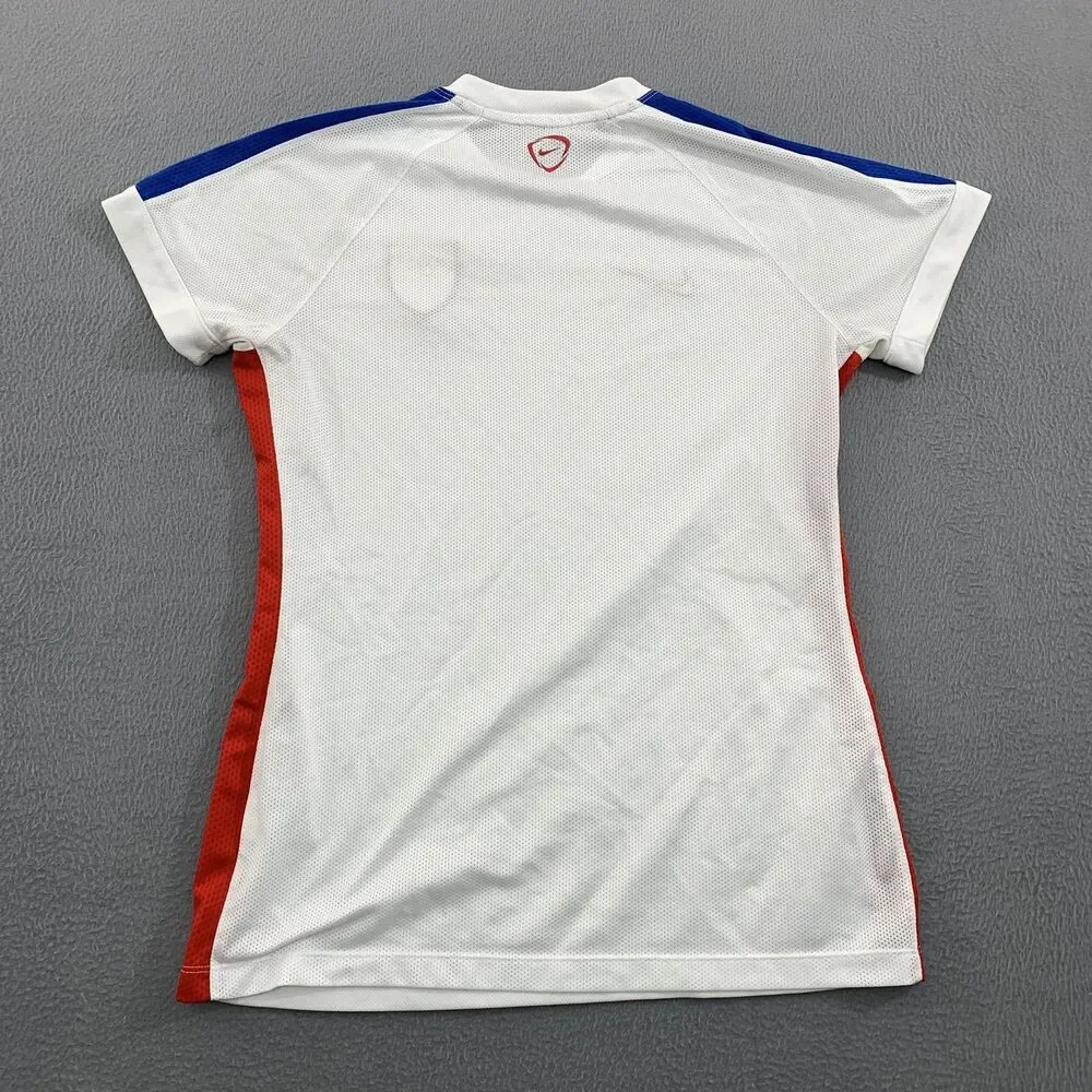United States Soccer Shirt Womens Medium White Red Blue Nike Dri Fit Training - Picture 10 of 12
